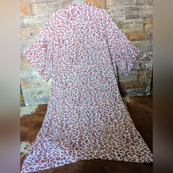NWT Sunshine and Rodeo Purple Pink Leopard Print Duster Kimono W Side Slits - Picture 10 of 16
